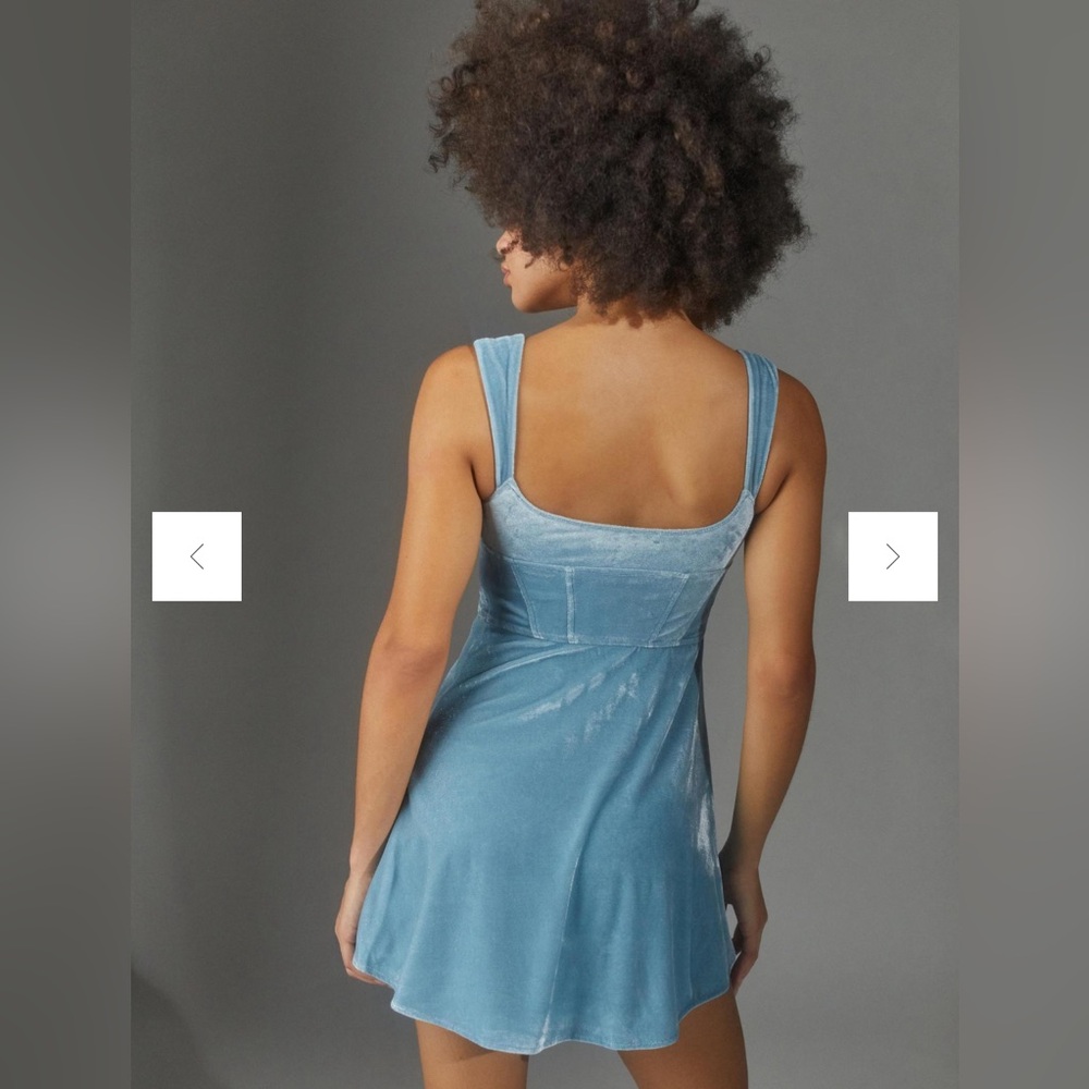Urban Outfitters Light Blue Velvet Mini Dress - Picture 3 of 9